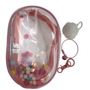 Clear Figure Display Bag Pink Keychain POP MART Labubu Doll Pouch Gift NEW